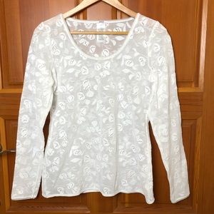 Wolford Rachel White Lace Pullover Long Sleeve Top